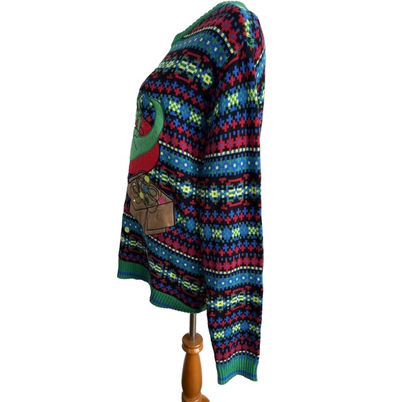 Blizzard Bay Men's Dinosaur Dino T Rex Ugly Christmas Sweater Lights Up Sz L - Picture 3 of 14